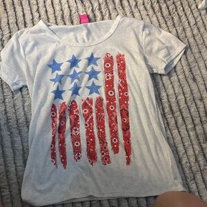 Just Ginger Blue and Red Stars & Stripes Kids Tee
